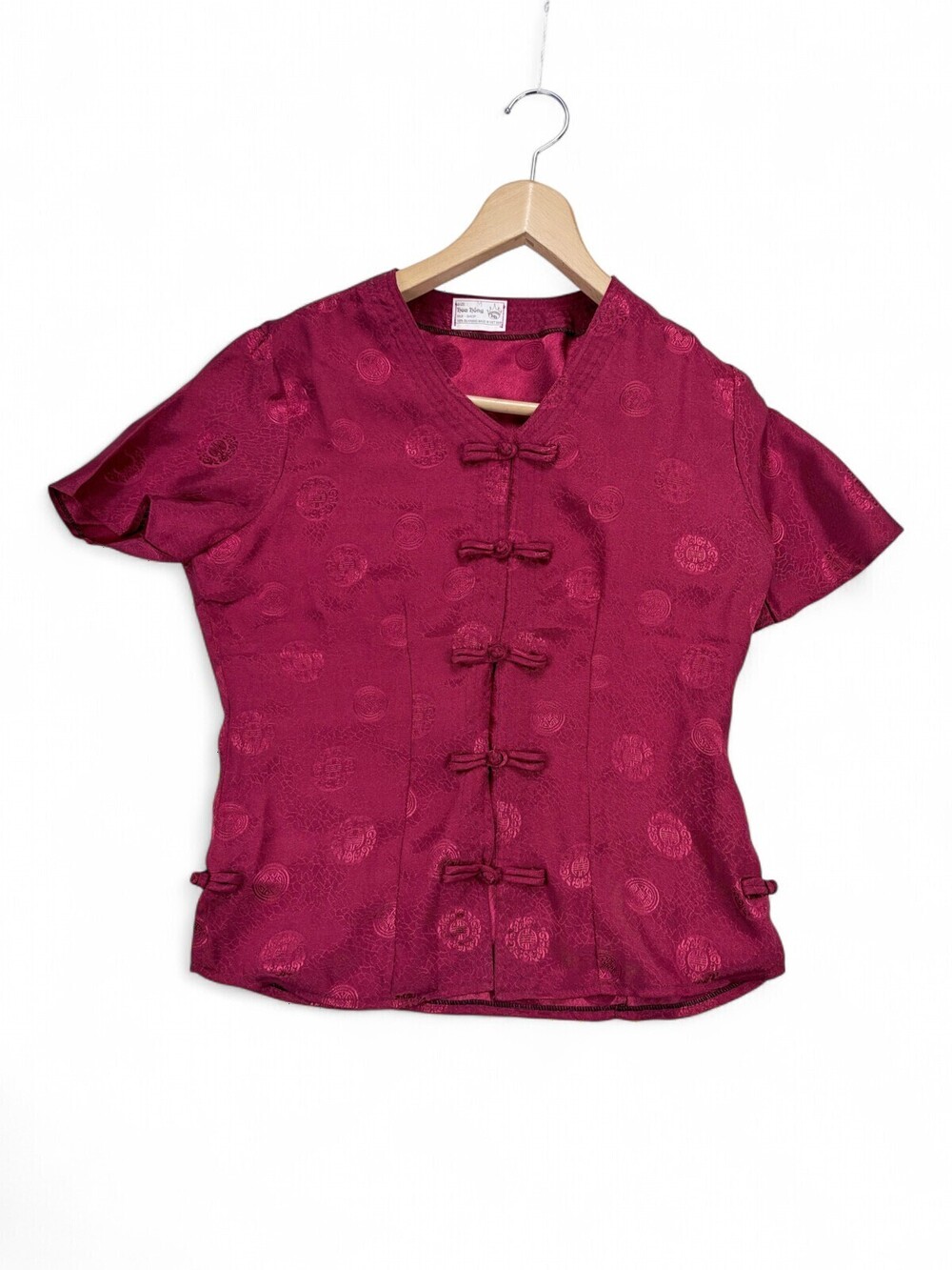 Hoa Hồng Silk Shop Handmade 100% Silk Mandarin Frog-Button Top M